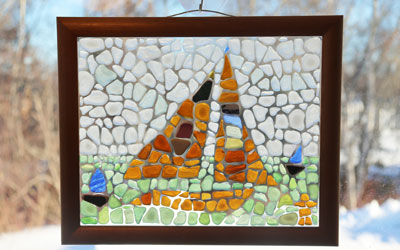 Sea Glass Mosaic Sailboat