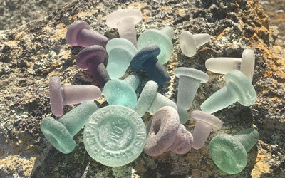 Tasmanian Sea Glass Stoppers from the Collection of Fiona Dart