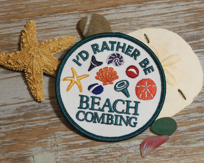 I’d Rather Be Beachcombing Patch - Colorful iron-on embroidered appliqué