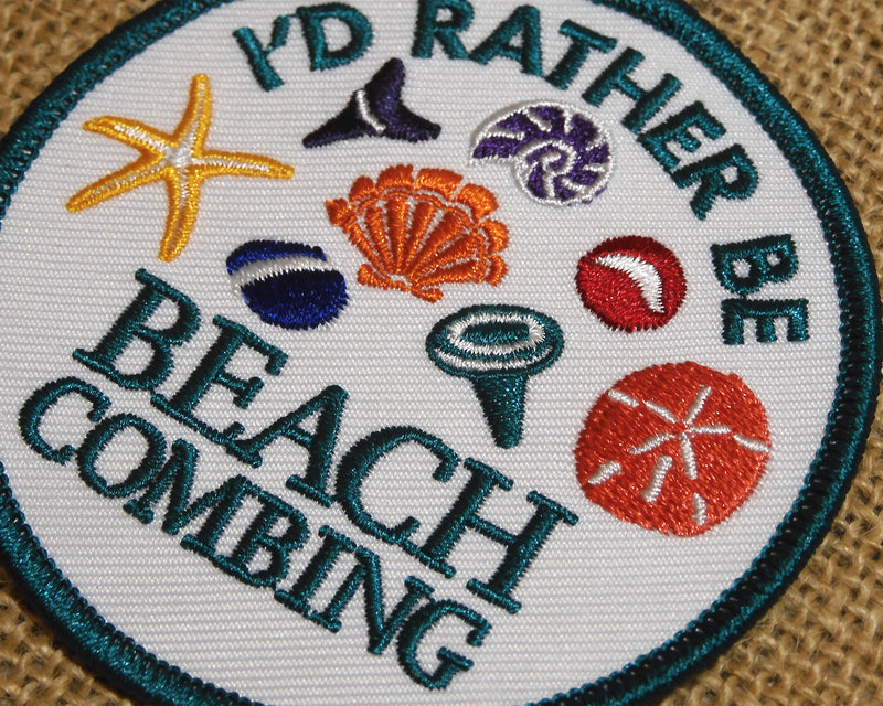 I’d Rather Be Beachcombing Patch - Colorful iron-on embroidered appliqué