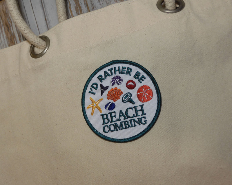 I’d Rather Be Beachcombing Patch - Colorful iron-on embroidered appliqué