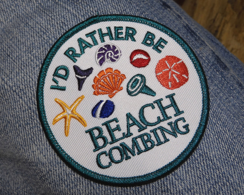 I’d Rather Be Beachcombing Patch - Colorful iron-on embroidered appliqué