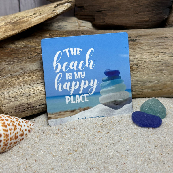 The Beach is My Happy Place Square Magnet