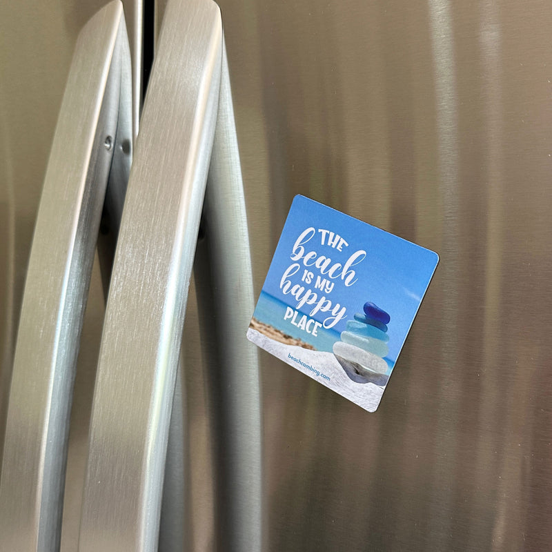 The Beach is My Happy Place Square Magnet