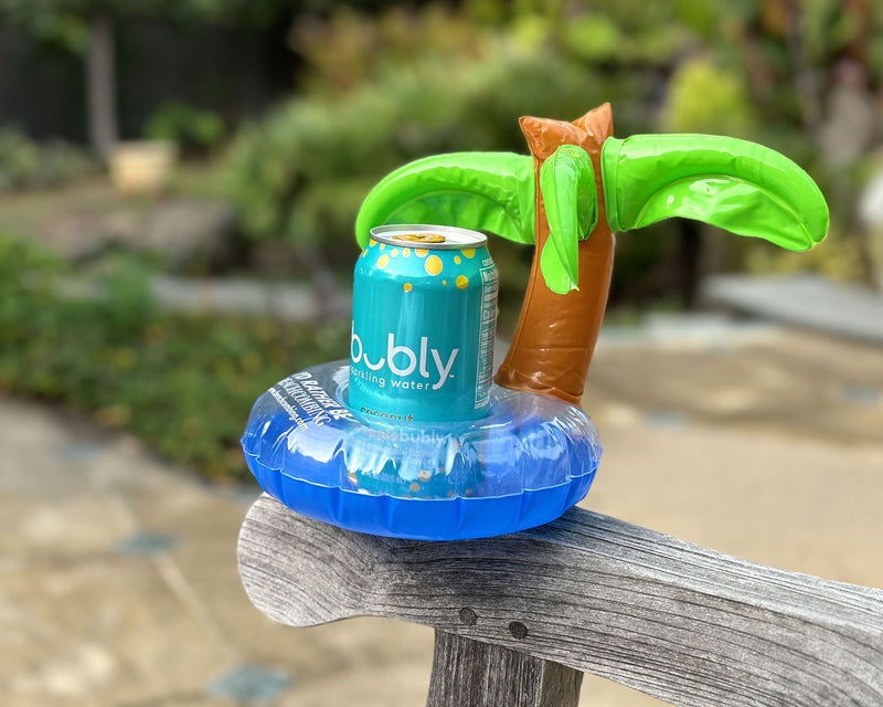 I’d Rather Be Beachcombing Inflatable Palm Tree Drink Holder Floatie - Single or Set of 4