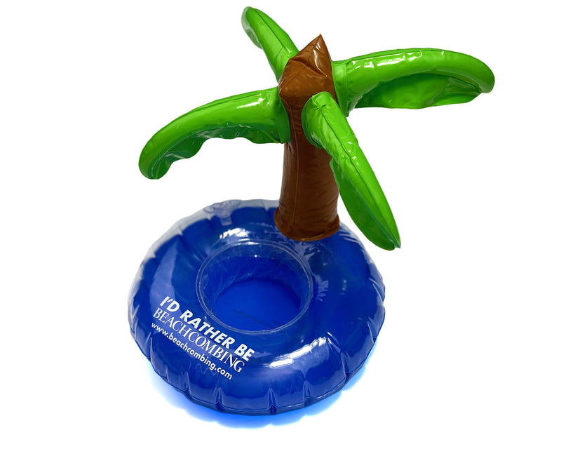 I’d Rather Be Beachcombing Inflatable Palm Tree Drink Holder Floatie - Single or Set of 4