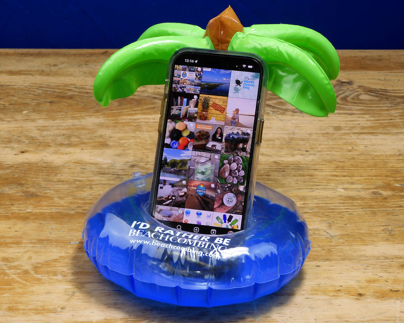 I’d Rather Be Beachcombing Inflatable Palm Tree Drink Holder Floatie - Single or Set of 4