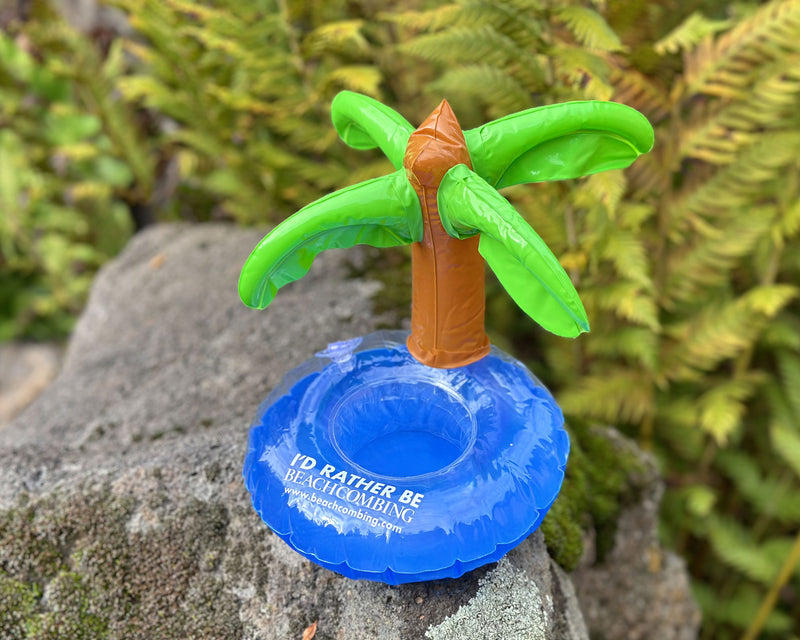 I’d Rather Be Beachcombing Inflatable Palm Tree Drink Holder Floatie - Single or Set of 4