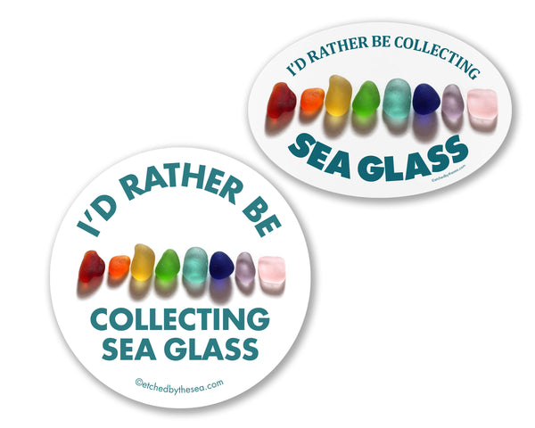 I'd Rather Be Collecting Sea Glass Rainbow Oval Bumper/Laptop Sticker
