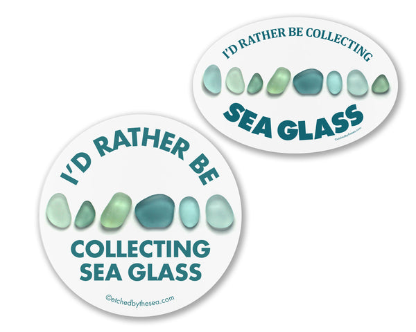 I'd Rather Be Collecting Sea Glass Aqua Glass Bumper/Laptop Sticker
