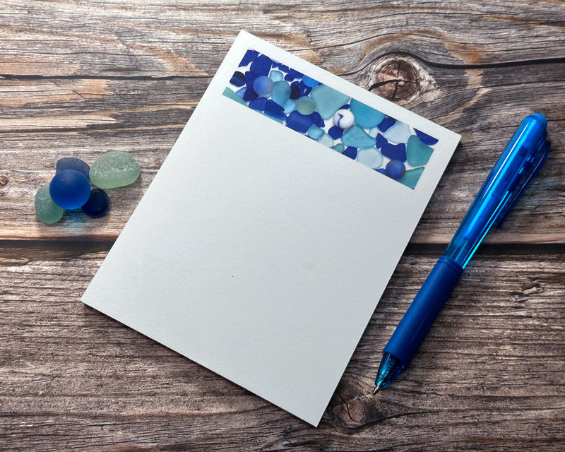 Blue Sea Glass and Marbles Note Pad