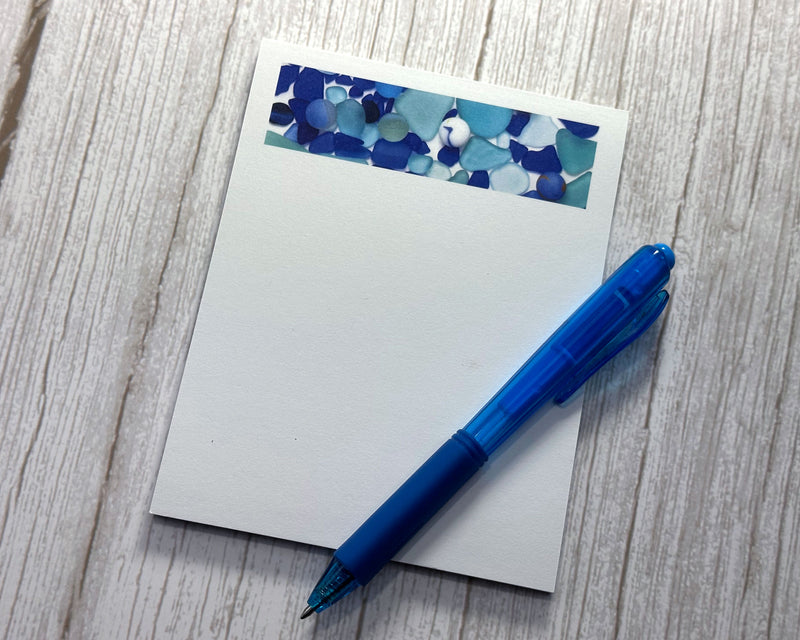 Blue Sea Glass and Marbles Note Pad