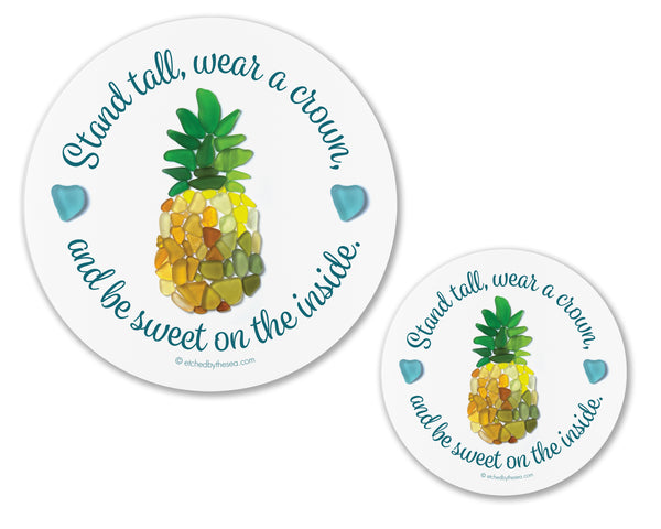 Pineapple Sea Glass Sticker - Stand tall, wear a crown, and be sweet on the inside