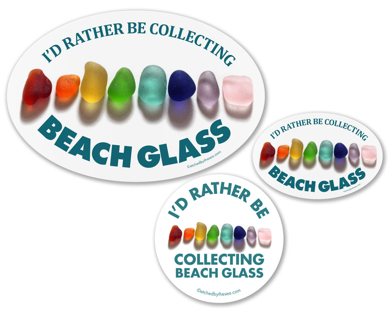 I'd Rather Be Collecting Beach Glass Rainbow Oval Bumper/Laptop Sticker