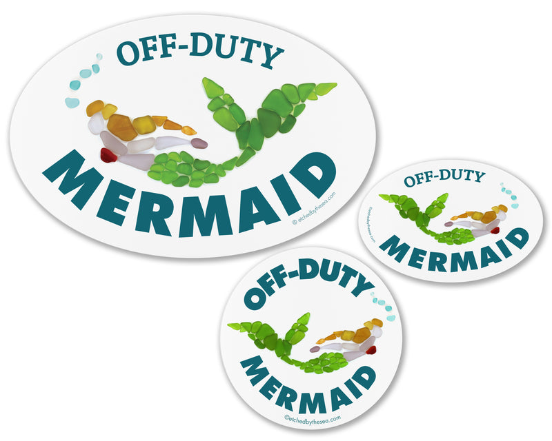 Off-Duty Mermaid Oval Laptop/Bumper Sticker or Magnet