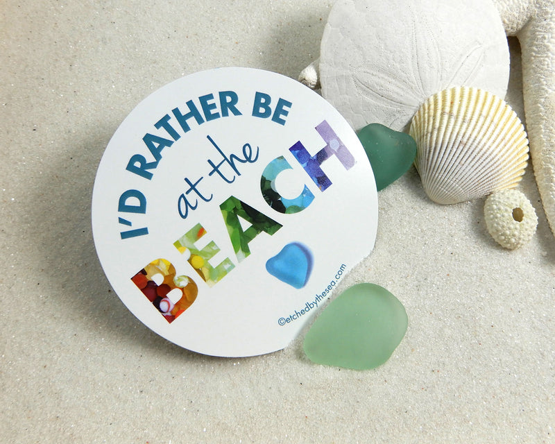I'd Rather Be at the Beach Laptop/Bumper Sticker or Magnet