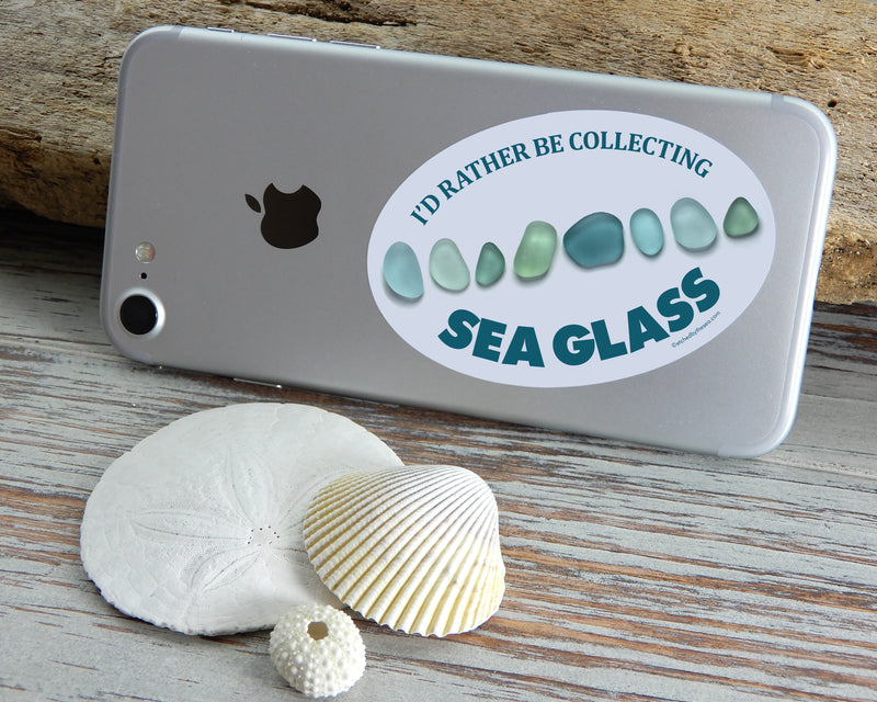 I'd Rather Be Collecting Sea Glass Aqua Glass Bumper/Laptop Sticker