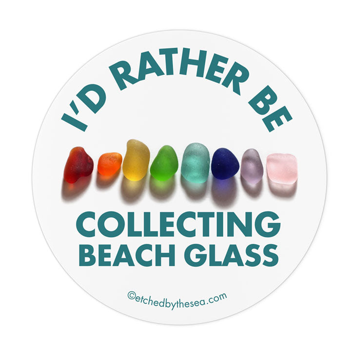 I'd Rather Be Collecting Beach Glass Rainbow Oval Bumper/Laptop Sticker