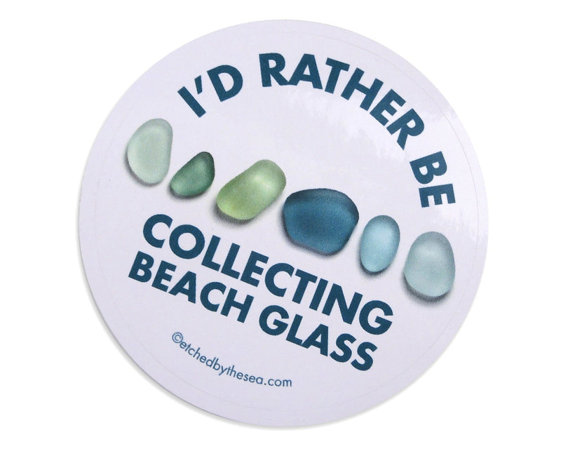 I'd Rather Be Collecting Beach Glass Aqua Glass Oval Bumper/Laptop Sticker