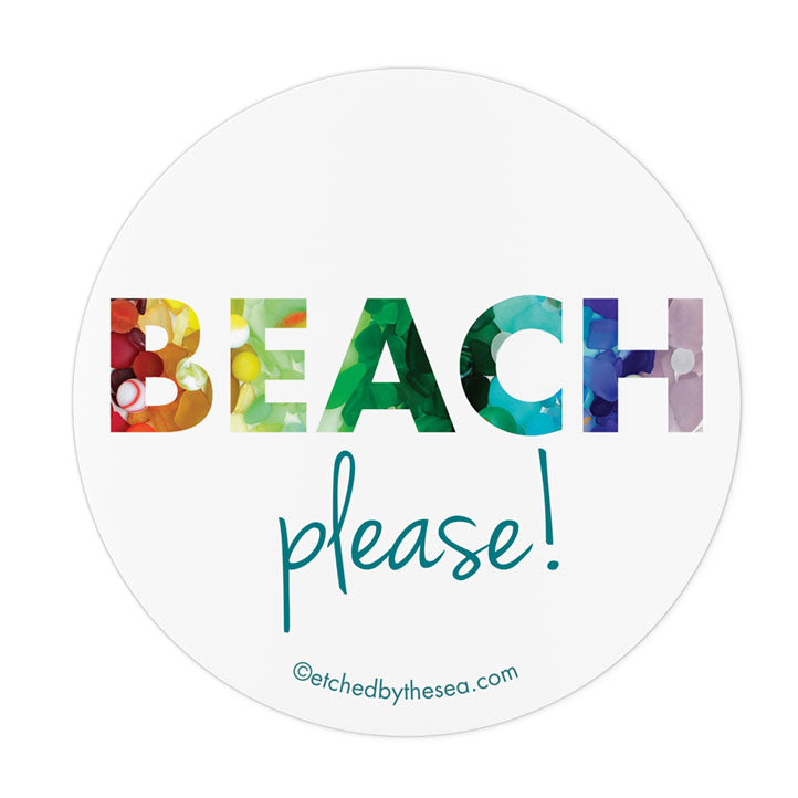 Beach Please! Sea Glass Rainbow Oval Bumper/Laptop Sticker