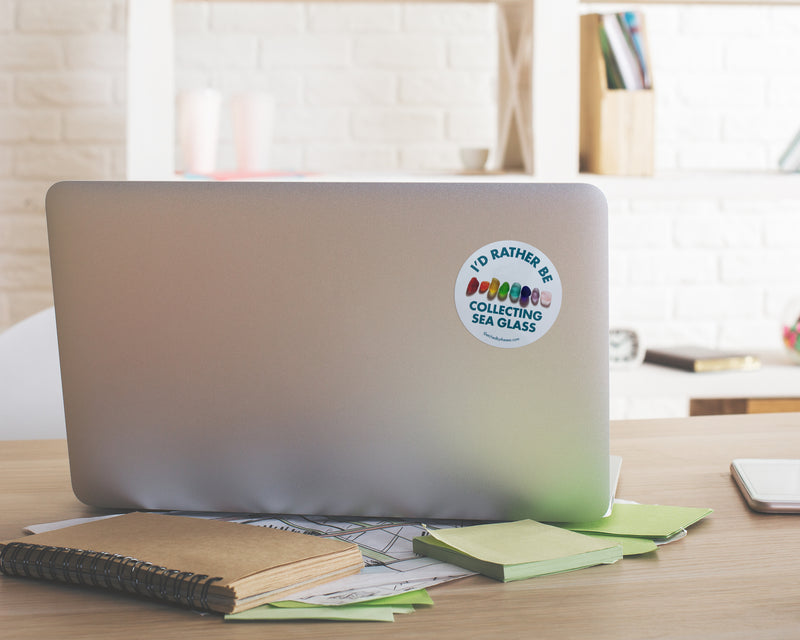 I'd Rather Be Collecting Sea Glass Rainbow Oval Bumper/Laptop Sticker