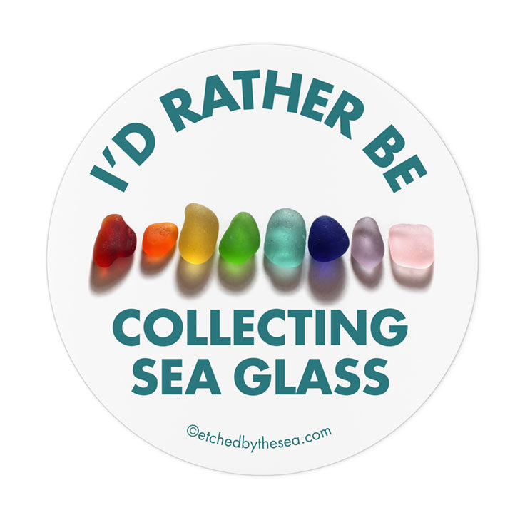 I'd Rather Be Collecting Sea Glass Rainbow Oval Bumper/Laptop Sticker