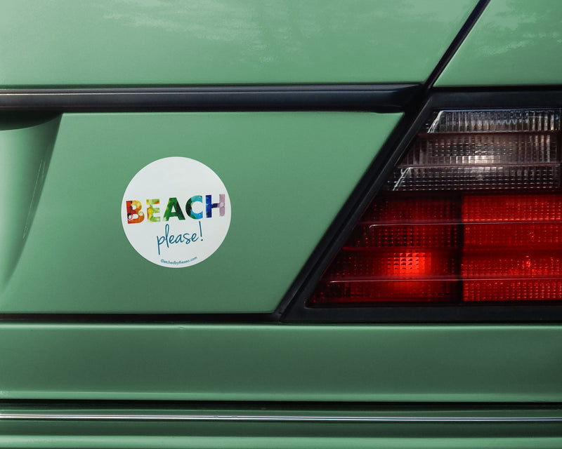 Beach Please! Sea Glass Rainbow Oval Bumper/Laptop Sticker